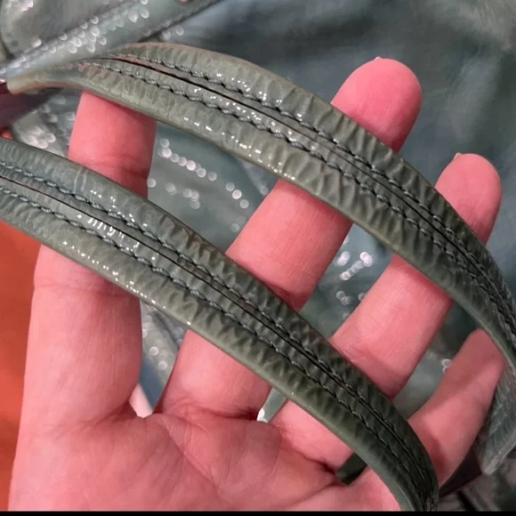 Coach Aubrey Aqua Marine-2 Tone Patent Leather Tote W/Shoulder Strap & Handles - Picture 13 of 16